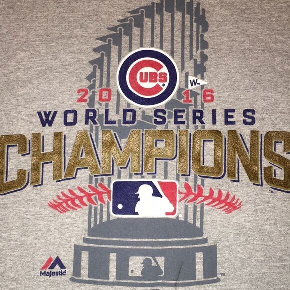 Chicago Cubs Gray 2016 World Series Champions MLB Baseball T shirt XL mens - Picture 2 of 2